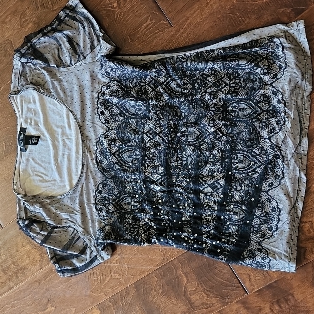 White House Black Market lace top with jewels and crystals